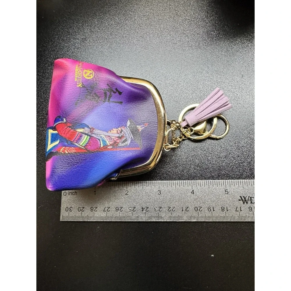 OULGUN Asian Ethnic Art Coin Purse Keychain Kiss Lock Mini Wallet‎